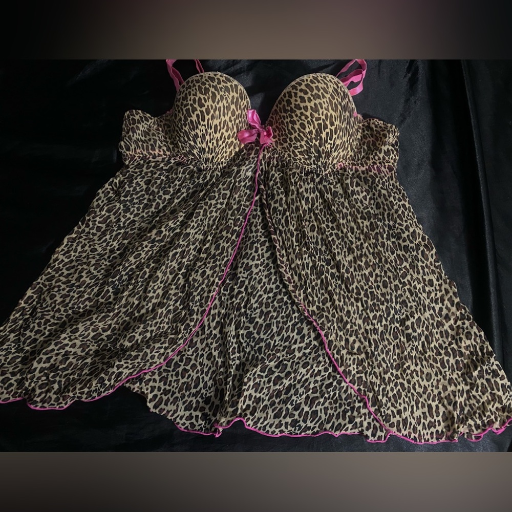 victoria’s secret leopard bustier babydoll top🎀🐾🎀